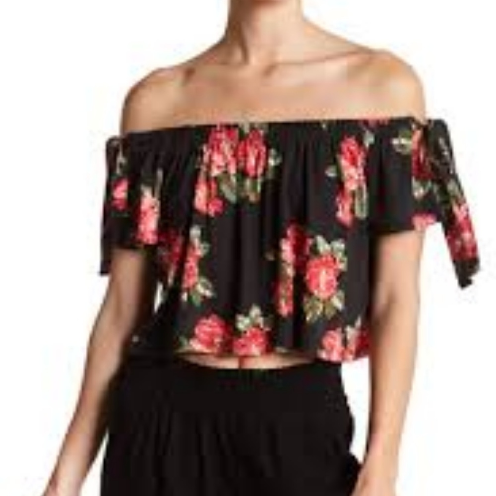 Poof - Off-the-Shoulder Floral Print Blouse